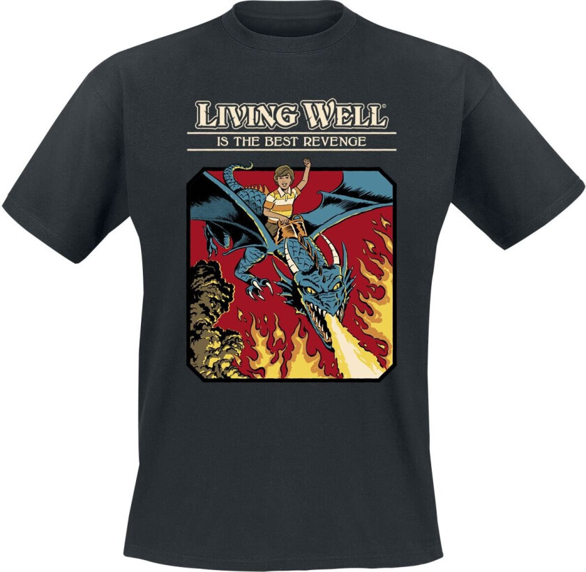 Fun T-skjorte - Living Well - M til 3XL - Herrer - svart