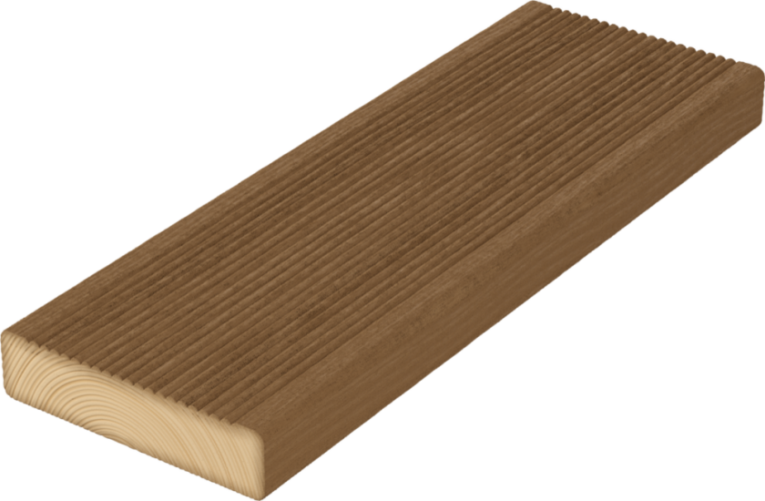 Terrassebord uno royal oljet furu 28x120 mm klasse 1 m/riller upigmentert