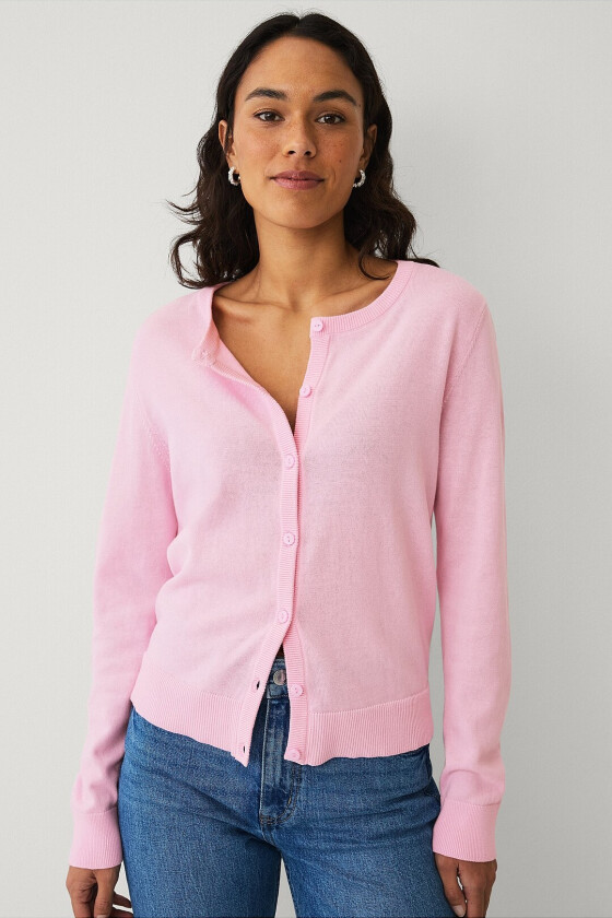 Kardigan med ribbede detaljer - Rosa