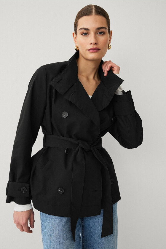 Kort trenchcoat - Svart