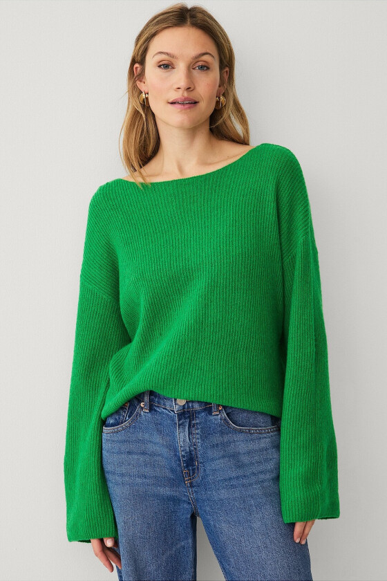 Genser med båtutringning - Grønn