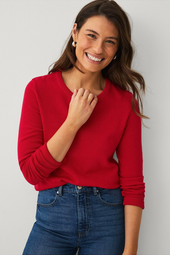 Genser med ribbede detaljer - Rød