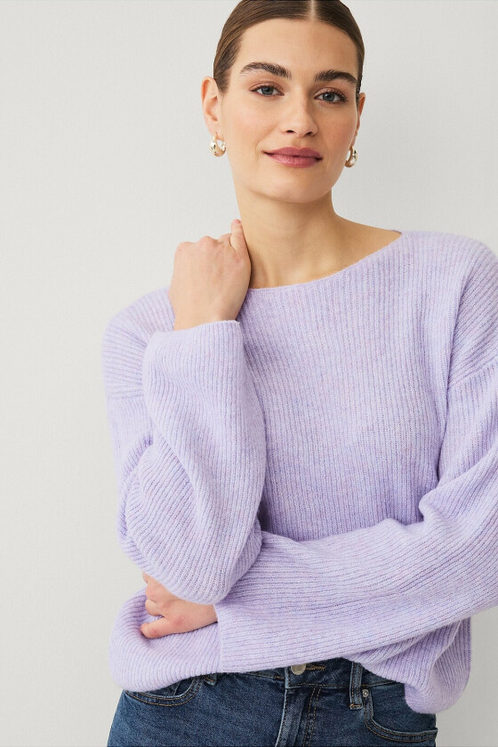 Genser med båtutringning - Lilla