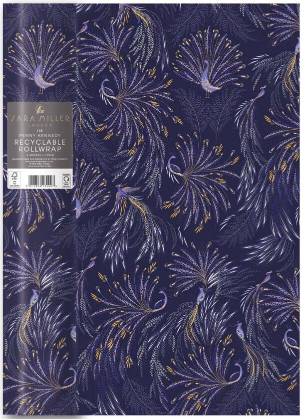 Gavepapir 3M Sara Miller Peacock Parade Indigo