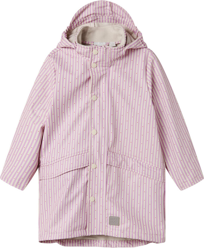 Regnjakke - PU - oktober - Rosa Stripe - - 8-9 år (128-134) - Regnjakke