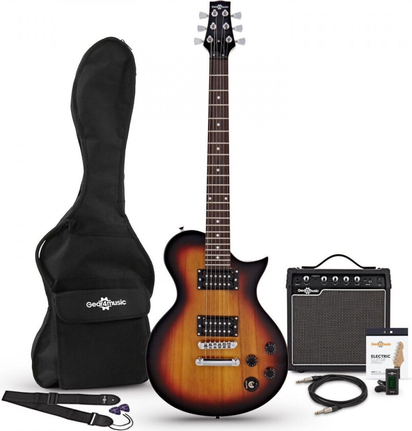Gear4Music New Jersey Classic Elektrisk Gitar + 15W Forsterkerpakke Vintage Sunburst
