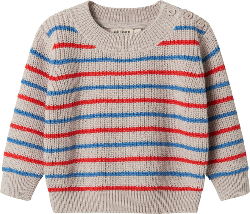 Bilde av Genser - Strikk - Teno B - Tomat Mix Stripe - - 1 år (80) - Genser