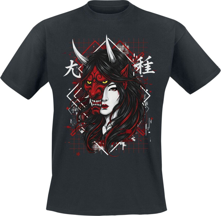 Fun T-skjorte - Half Mask Geisha - M til 3XL - Herrer - svart