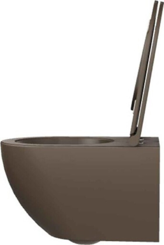 Comoda vegghengt toalett, uten skyllekant, matt brun