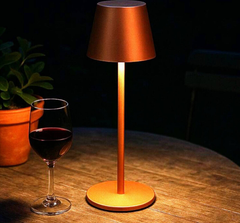 LED-batteridrevet bordlampe Viletto, rustfarget, høyde 36 cm, IP54