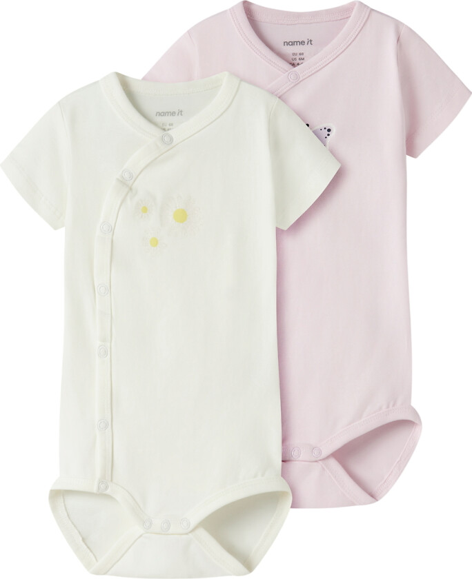 Body k/e - NbfVubie - 2-pack - Vugge Rosa/Cloud Danser - - 62 - Kortermet body