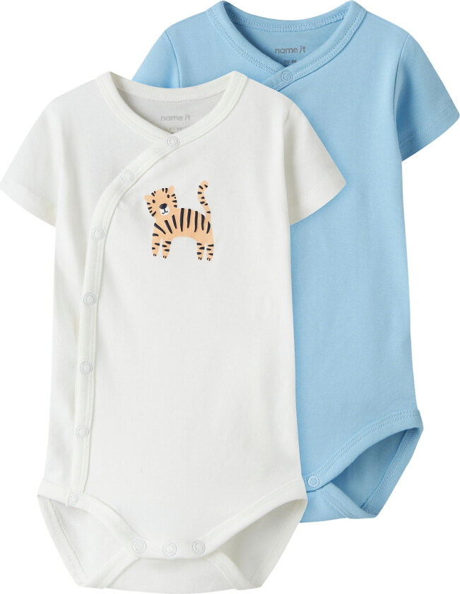 Body k/e - NbmVaction - 2-pack - Luftig Blue/Cloud danse - - 74 - Kortermet body