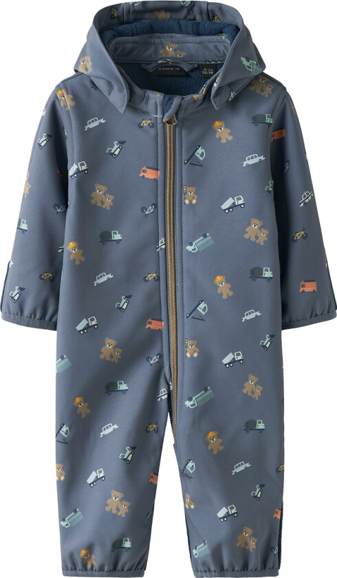 Softshell Dress m. Fleece - NbmAlfa08 - Flint Stone/Leke - - 62/68 - Softshell