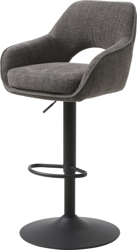 UNIKE MØBLER Cowley barkrakk, med ryggstøtte, armlener og fotstøtte - grafittgrå polyester og svarte ben