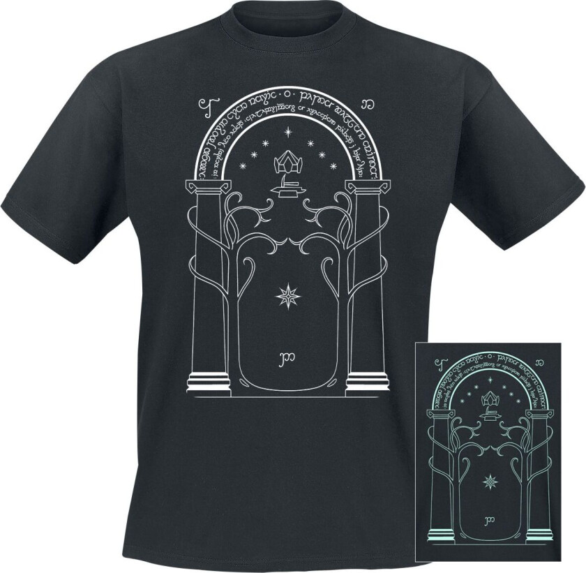 T-skjorte - Moria - Doors Of Durin - Glow In The Dark - M til 4XL - Herrer - svart