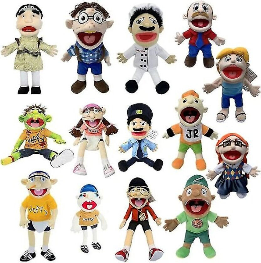 DB 2023 60cm Jeffy Puppet Doll Jeffy Hånddukke Sml Jeffy Puppet Familie Ekte Jeffy Zombie Boy Hånddukke Myk Plysj Feebee Puppet