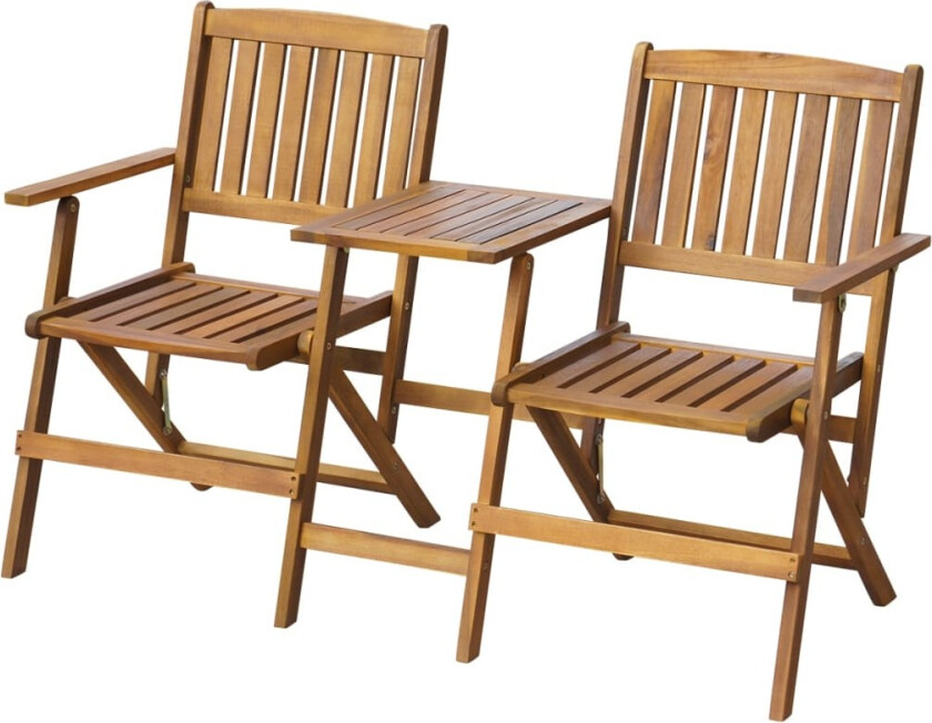 Sammenleggbar hagebenk med tebord 140 cm heltre akasie