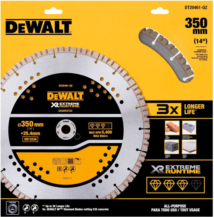 DT20461-QZ Diamantkappeskive allmenn 355x25,4 mm