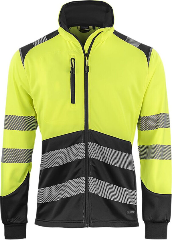 FJ86 Fleecejakke svart/gul, varsel, klasse 2 S