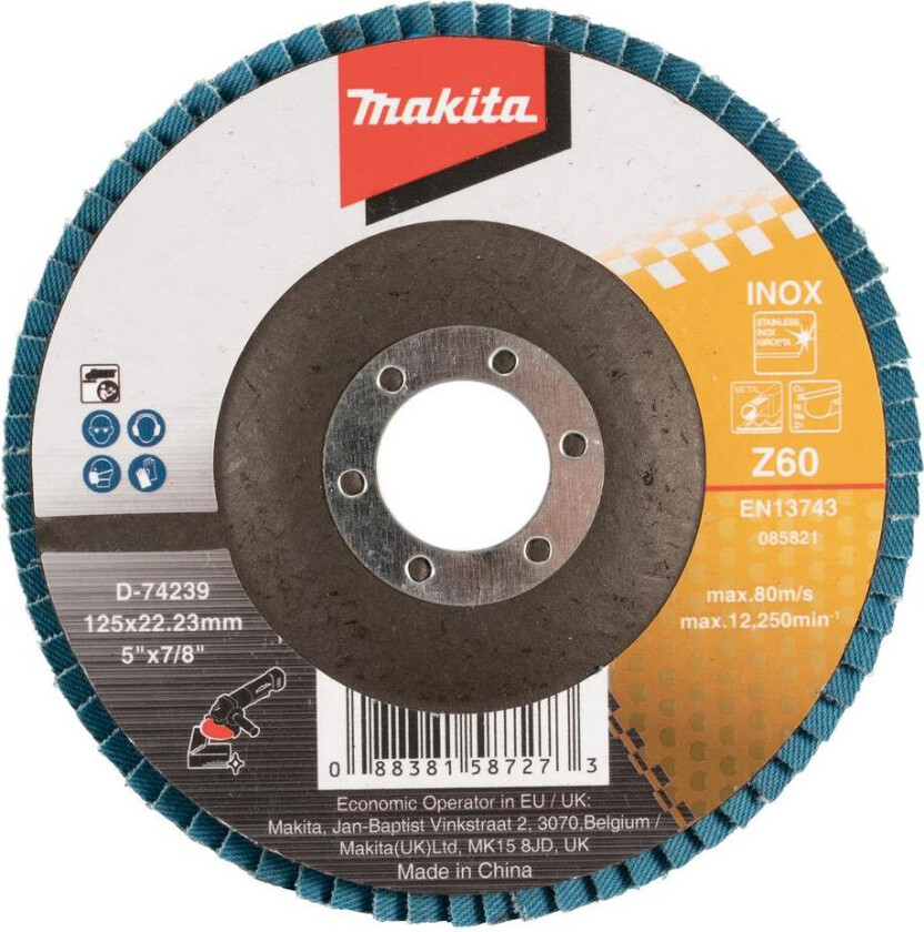 D-74239 Lamellslipeskive 125 x 22,23 mm Z60