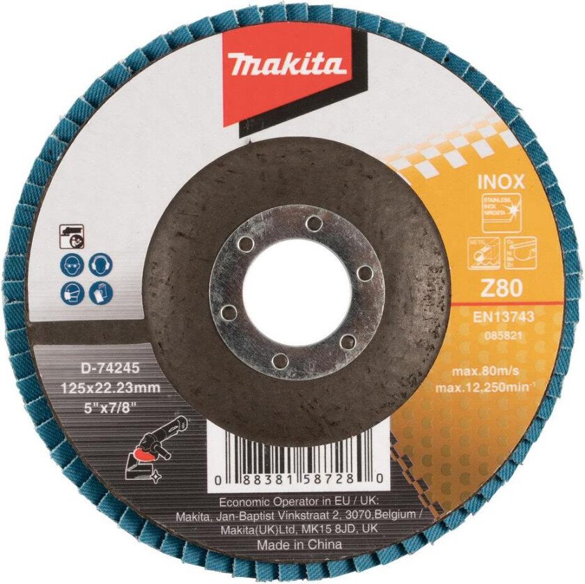 D-74245 Lamellslipeskive 125 x 22,23 mm Z80