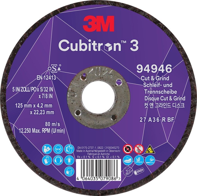 Cubitron 3 Kappeskive 22,23 mmx125 mm