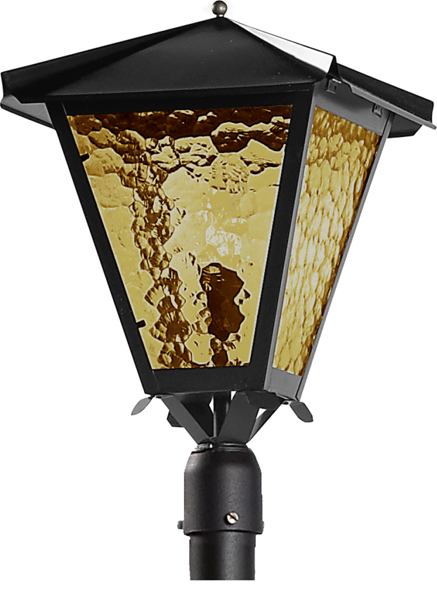 Gustav Stolpelykt Ø60 mm, 440 x 320 mm, E27 Kobber, gult katedralglass