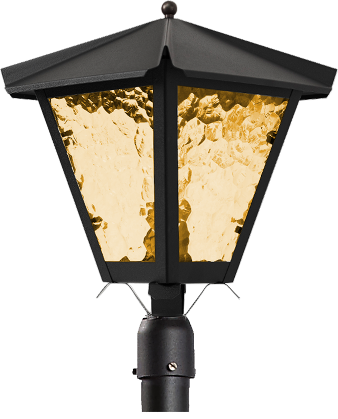 Gustav Stolpelykt Ø60 mm, 440 x 320 mm, E27 Svart, gult katedralglass