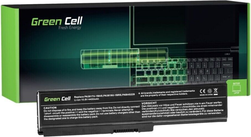 Green Cell - Batteri til bærbar PC (tilsvarer: Toshiba PA3817U-1BRS) - litiumion - 6-cellers - 4400 mAh - svart - for Toshiba Satellite C650, C655, C