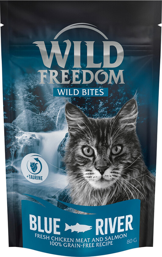 Snack - Wild Bites 80 g (kornfri oppskrift) - Blue River - Kylling & Laks