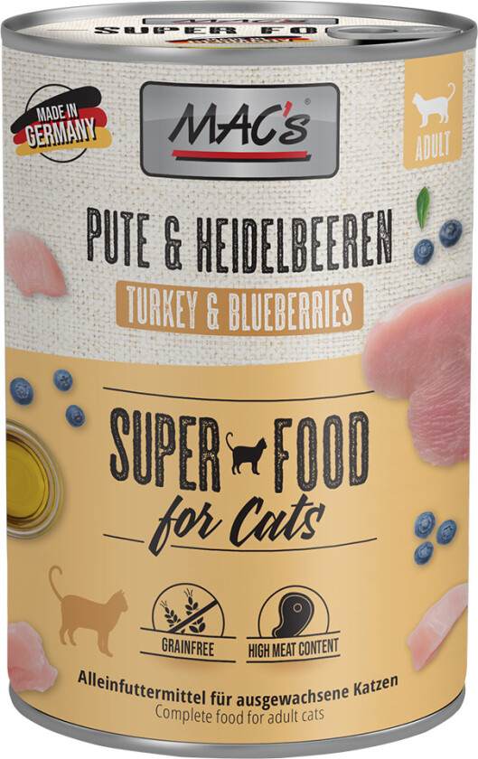 MAC´s Cat Kattefôr 6 x 400 g - Kalkun og blåbær