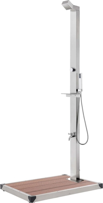 Hagedusj med brunt dusjbrett 225 cm rustfritt stål