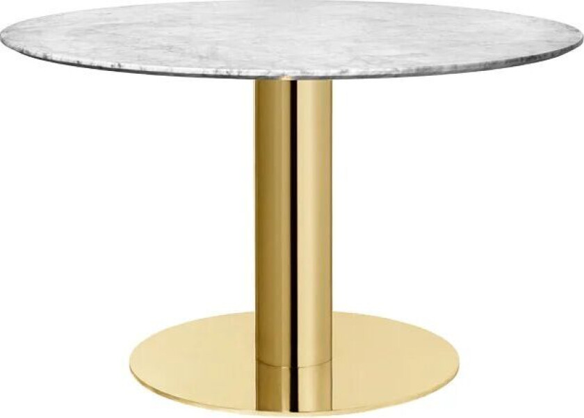 2.0 spisebord marble white, Ø 110, messingstativ