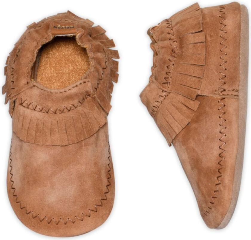 Tøfler i Skinn Moccasin Cognac - 24-25