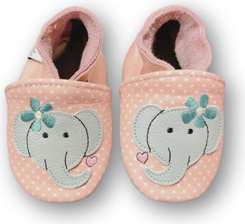 Tøfler i Skinn Elephant Pink - 0-6 mnd