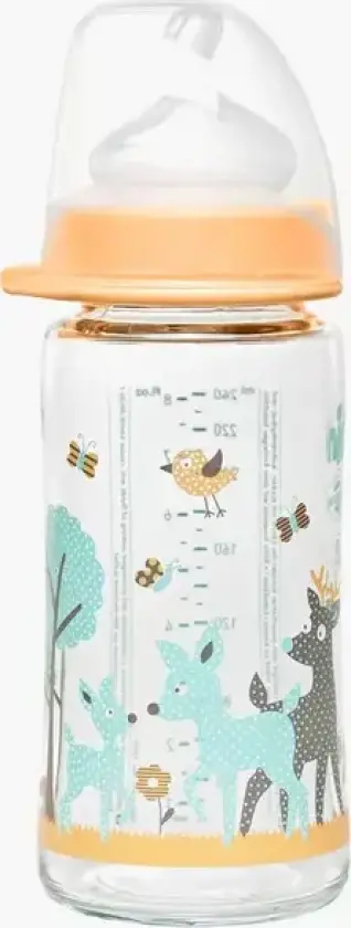 Tåteflaske Glass Bambi Gul 240ml - Onesize