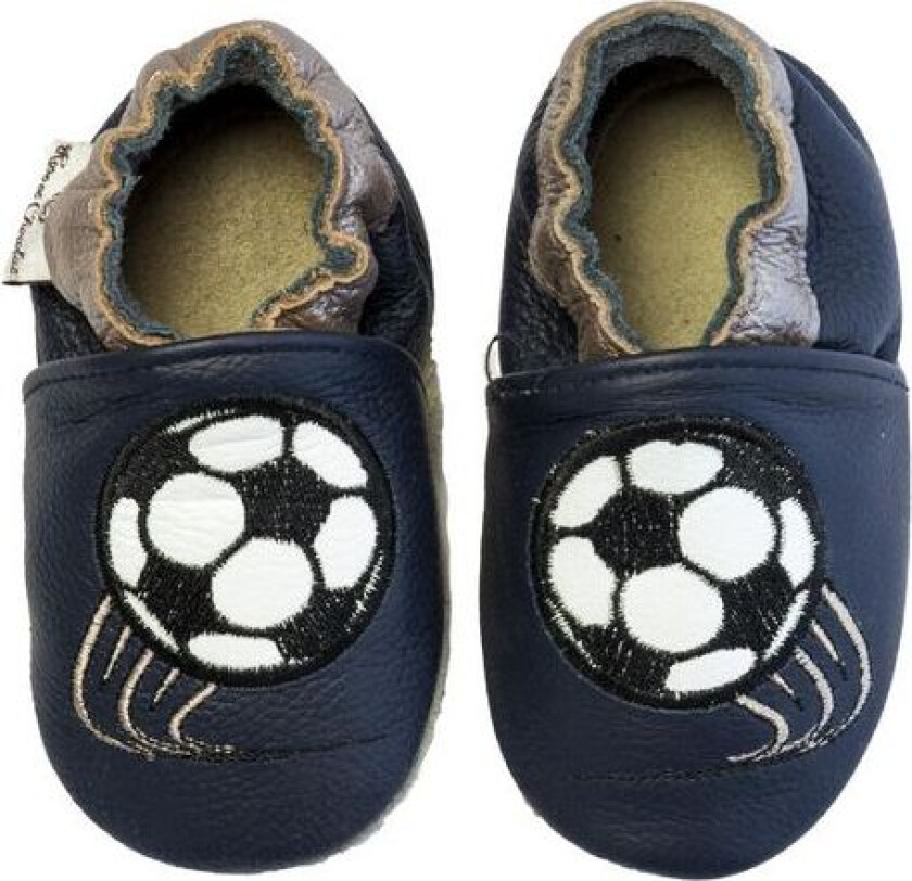 Tøfler i Skinn Soccer Star Navy - 0-6 mnd