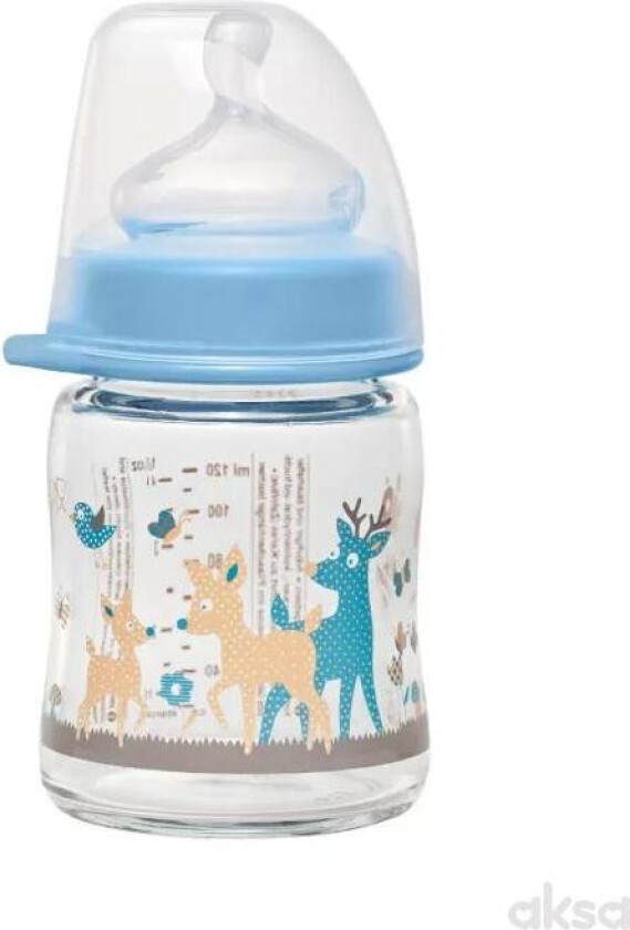Tåteflaske Glass Bambi Blå 120ml - Onesize
