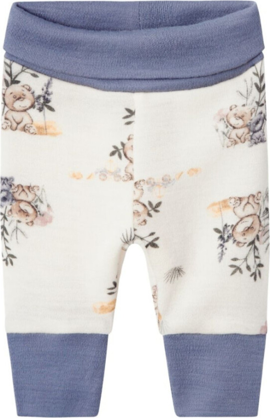 Bukse i Ull Prematur Snow White/ Blue - 48
