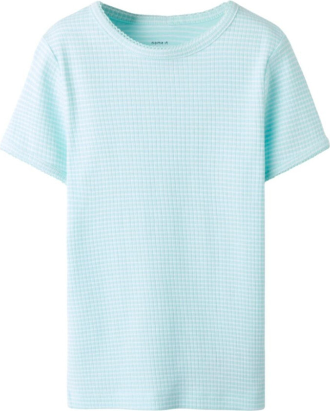 T-skjorte Jr Fikate Rib Blue Light - 134-140