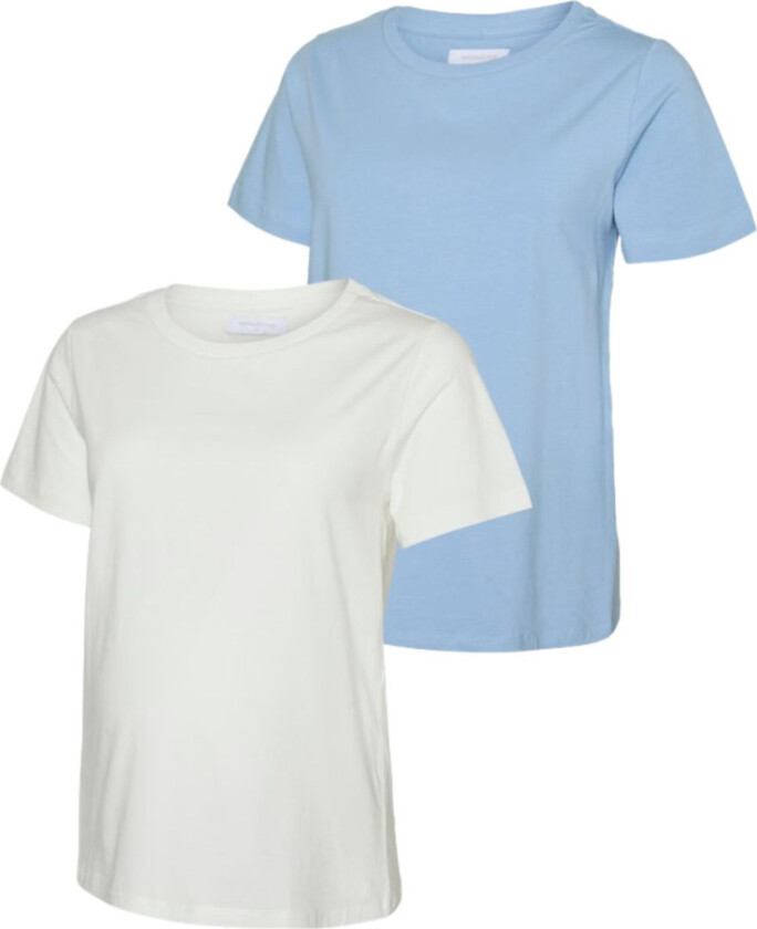 Mamma-t-skjorte 2-pk Mia Jersey Hvit/ Lys Blå - M