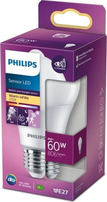 LED E27 Normal 60W Rörelsesens
