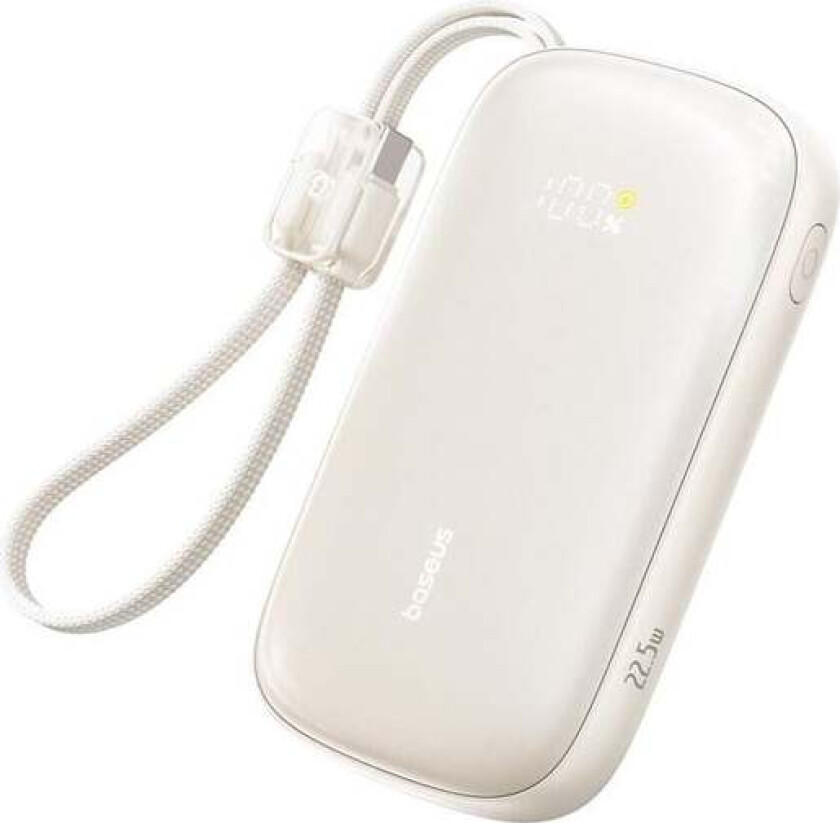 EnerFill FC21 Qpow 3 Ultra 20000mAh 22.5W Powerbank with Display and Cable Included - Beige Nødlader - Beige - 20000 mAh