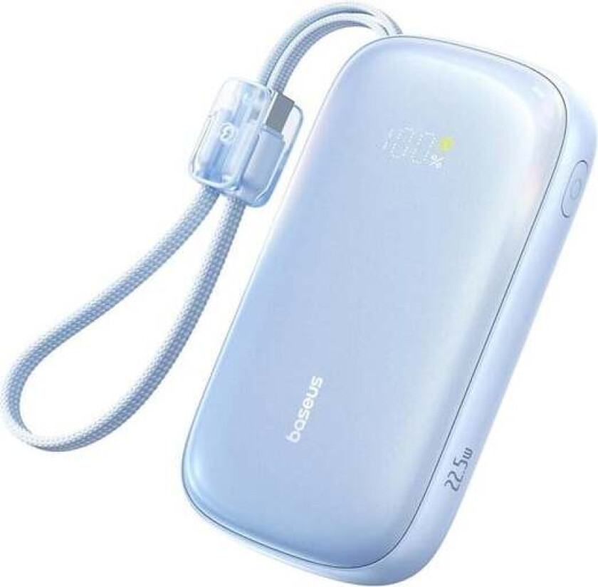 EnerFill FC21 Qpow 3 Ultra 20000mAh 22.5W Powerbank with Display and Cable Included - Blue Nødlader - Blue - 20000 mAh