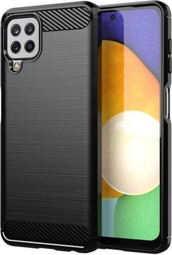 Carbon Case Flexible Cover TPU Case for Samsung Galaxy A22 4G Black