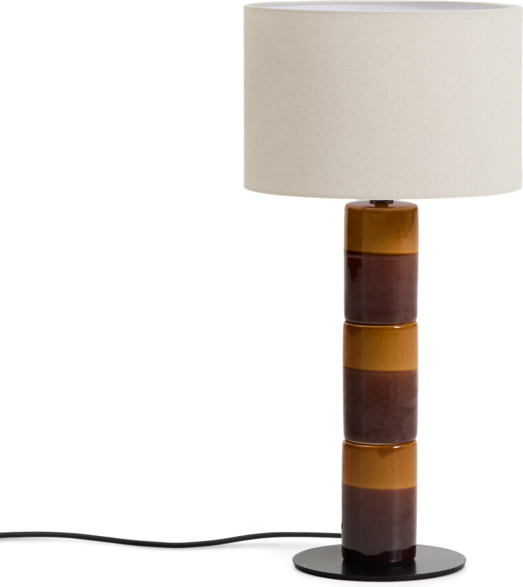 KAVE HOME Mavran bordlampe - bomull og brun og sennepsfarget keramikk