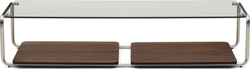 KAVE HOME Tarsel salongbord - herdet glass, brett i valnøttfiner og børstet rustfritt stål (140x60)
