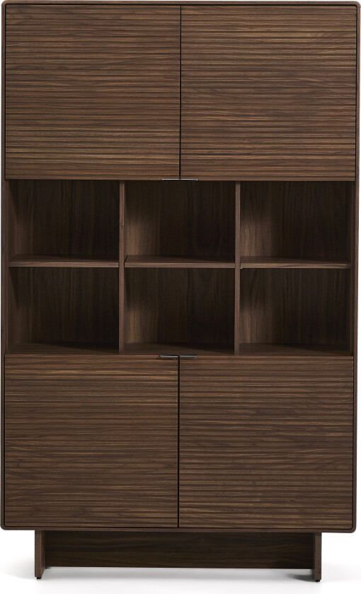 Bilde av KAVE HOME Norlen høyt skjenk, med 4 dører og hyller - valnøttfiner