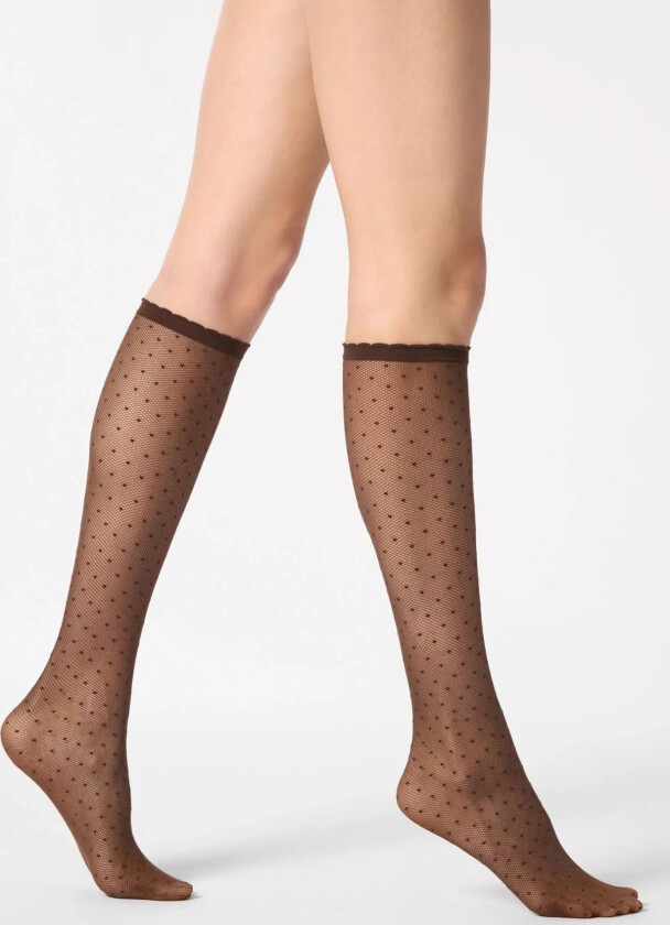 Plumetis Knee High - Brown - ONE SIZE