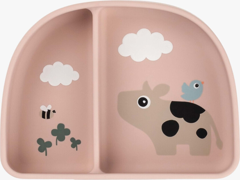 Tiny Farm Delt Tallerken Stick & Stay, Powder - Tåteflasker & Tilbehør - Silikon
